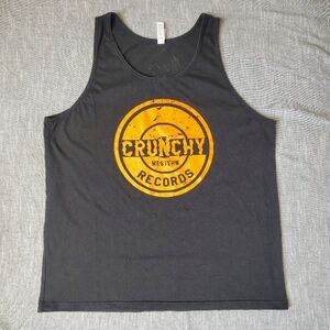Crunchy Western Records Shirt Tank Top Size Large Black Bella Canvas Texas